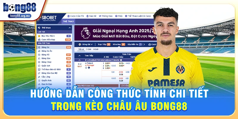 Hướng dẫn công thức tính chi tiết trong kèo châu âu Bong88